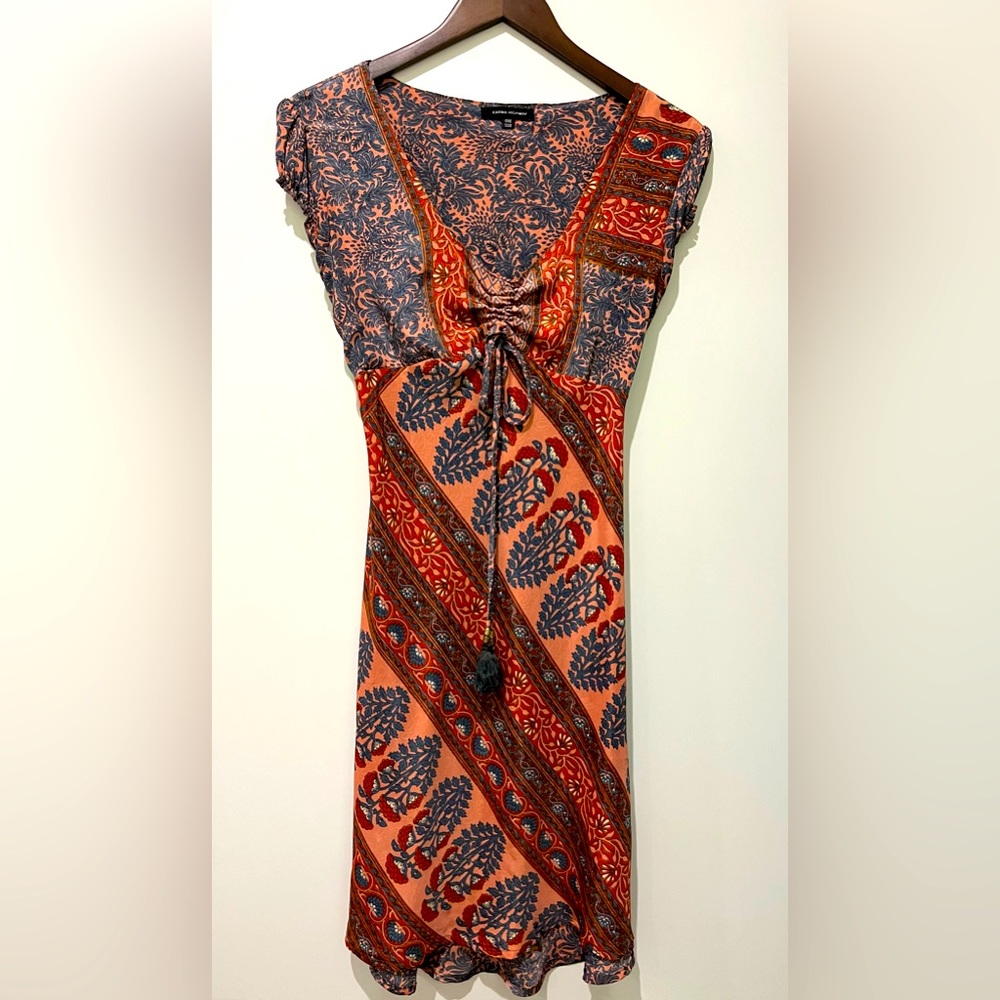 Elegant Karma Highway Patterned, Silky and Flowy Dress Fits XS and Possibly S